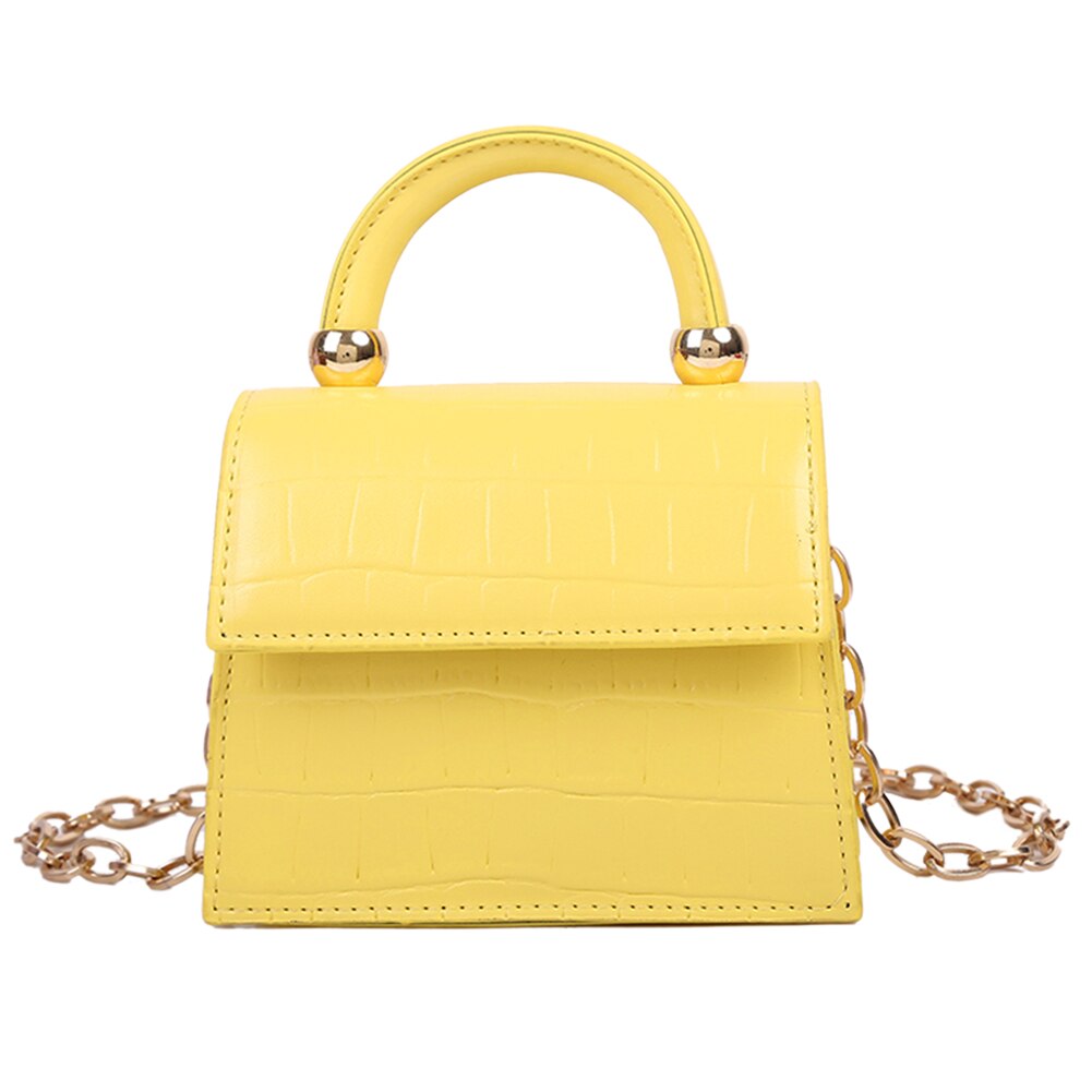 Casual Alligator Patroon Schouder Crossbody Tas Vrouwen Pu Lederen Mini Handvat Totes Purse Kleine Effen Kleur Keten Messenger Pouch: YELLOW