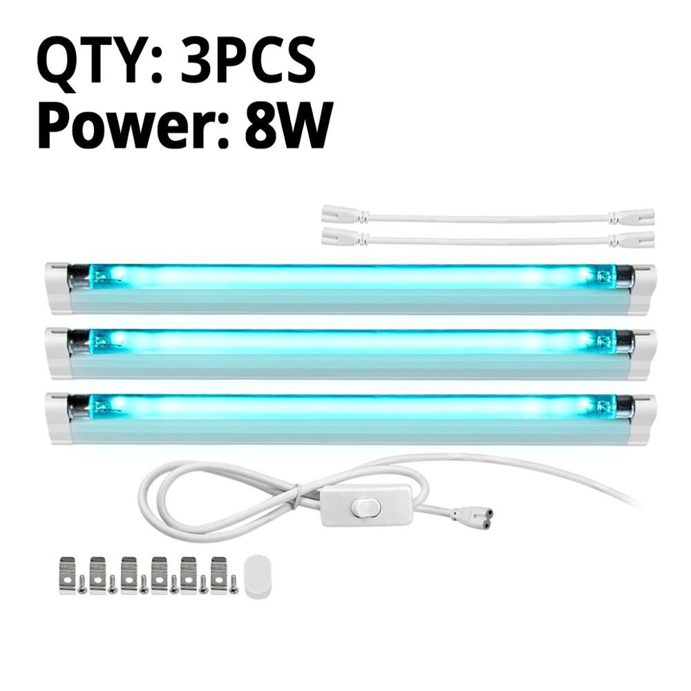 UV-C Uv Quarz lampe 6W 8W UVC T5 Rohr UV Sterilisator Desinfection Bakterizide lampe Keimtötende glühbirne 110V/220V: 3Pcs 8W With Plug / 110V