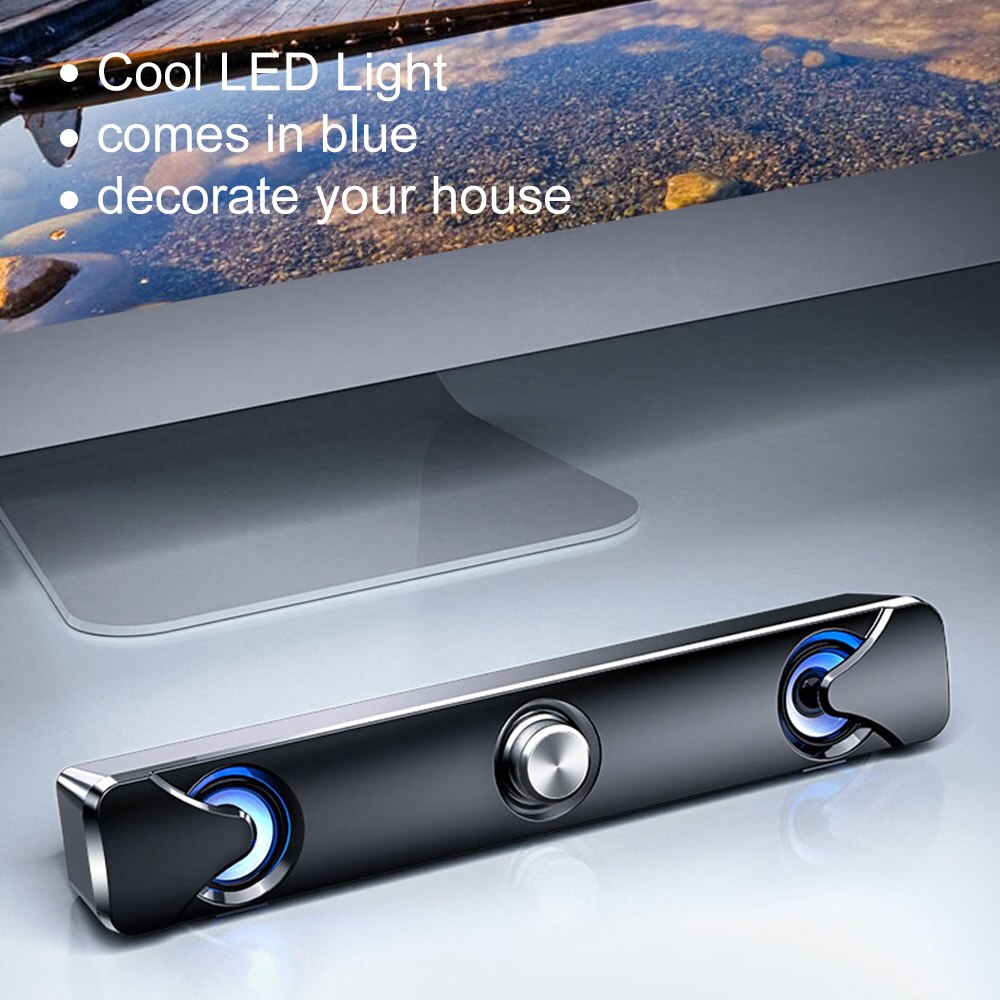 V110 Computer Speaker Soundbar Speakers Met Led Licht 3.5Mm Bedrade Speaker Bar Voor Tv Pc Mobiel Laptop desktop