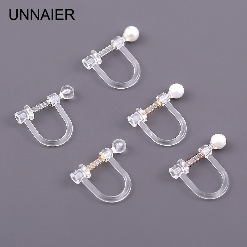 Clips para las orejas de resina transparente para mujer, aretes perforados hechos a mano, indoloro, suministros de joyería, 1 par