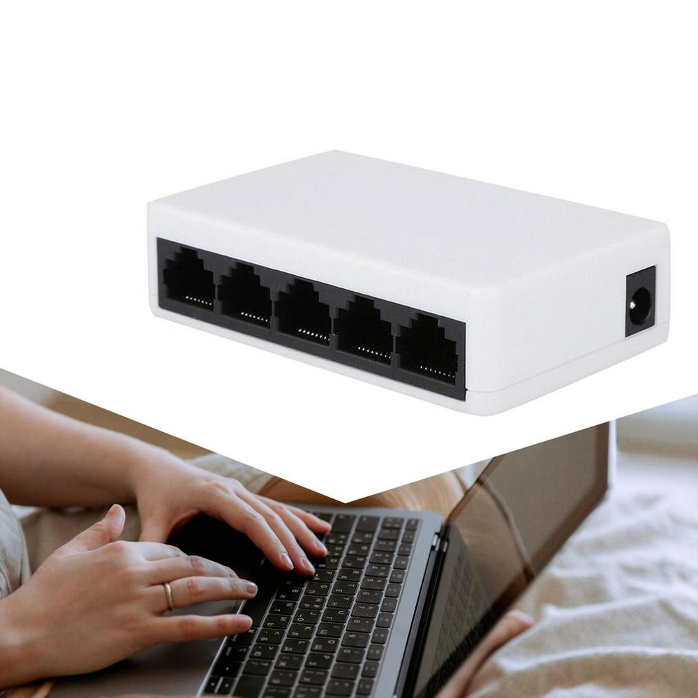 Mini 5-Poorten RJ45 Fast Ethernet Netwerk Zwart Switch Hub Voor Desktop Pc Full Gigabit Ethernet Switch