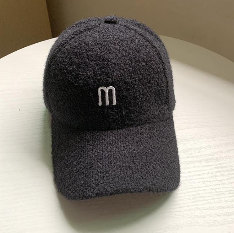 Hoed Vrouwen Herfst Winter Pet Student Koreaanse Stijl Alle-Match Brieven Baseball Cap Pluche Verdikte Warm hoed: m-Black