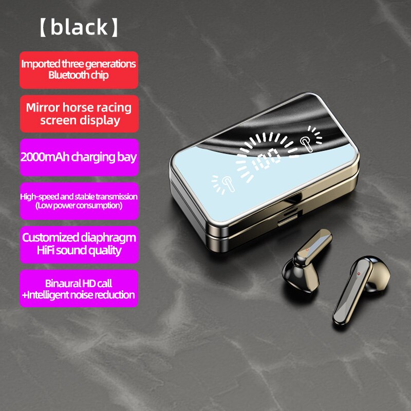 Tws Bluetooth 5.1 Oortelefoon Stereo Sport Waterdichte Bluetooth Draadloze Hoofdtelefoon 2000Mah Opladen Doos Oordopjes Met Microfoon Oordopjes: Default Title