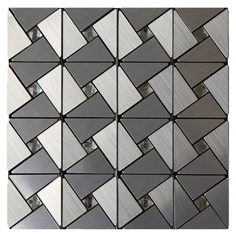 Samoprzylepna metalowa płytka Backsplash naklejka aluminiowa skórka i przyklejana na ścianę naklejki robić kuchni łazienka mozaika dekoracja metra: srebro / 5 sheets