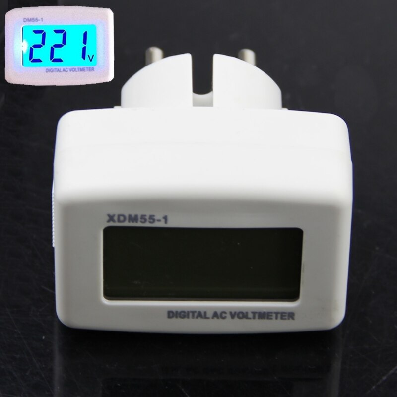 DM55-1 EU Stecker Blau Digital LCD Anzeige AC 85-260V Spannung Tester Voltmeter