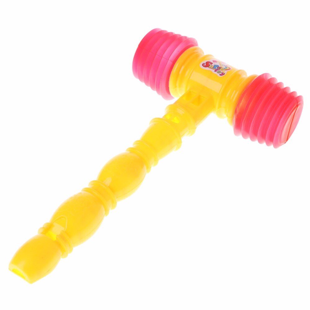 25cm Child Training Toddler Kids Handle Plastic Hammer Whistle Toys Noise Maker