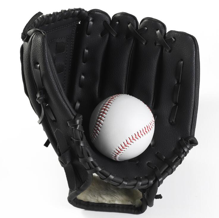 Guantes de práctica de Softball para deportes al aire libre, manopla de béisbol y Softball, guante de entrenamiento de béisbol para niños y adultos: Black / 10.5inch