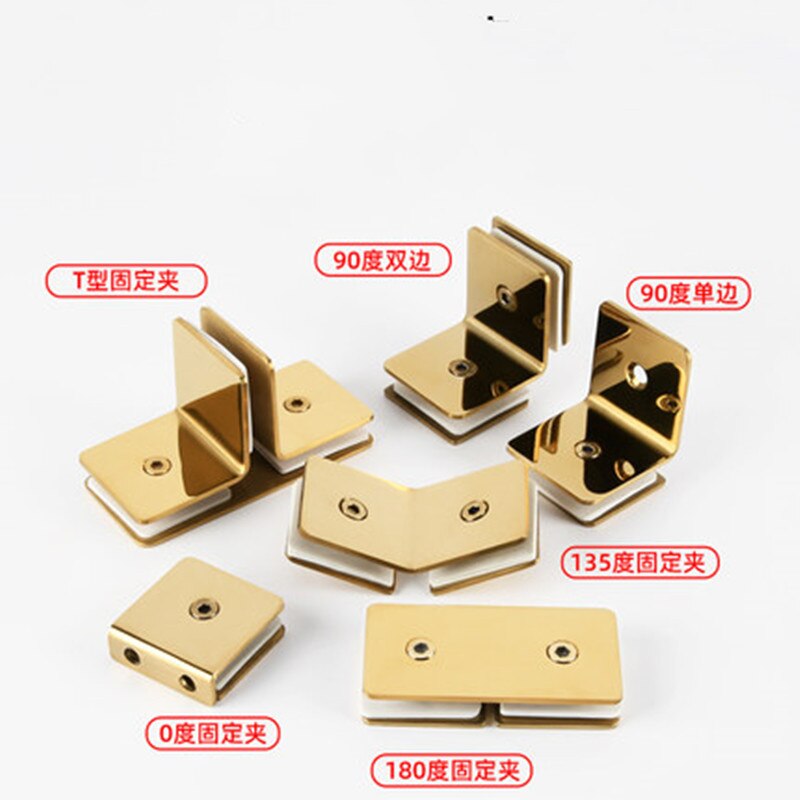304 stainless steel glass clip gold fixed clip shower room glass door accessories titanium angle code(G8261)