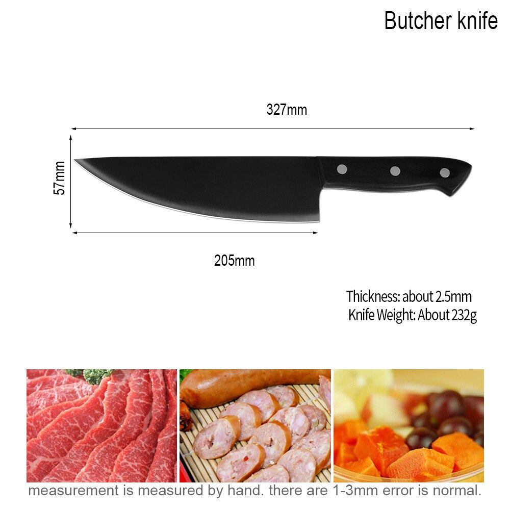 XYj 8 pouces couteau de Chef 3CR13 acier inoxydable tranchage couperet manche en bois couteau tranchant utilitaire couteau de Chef viande poisson fruits outils: Knife 02