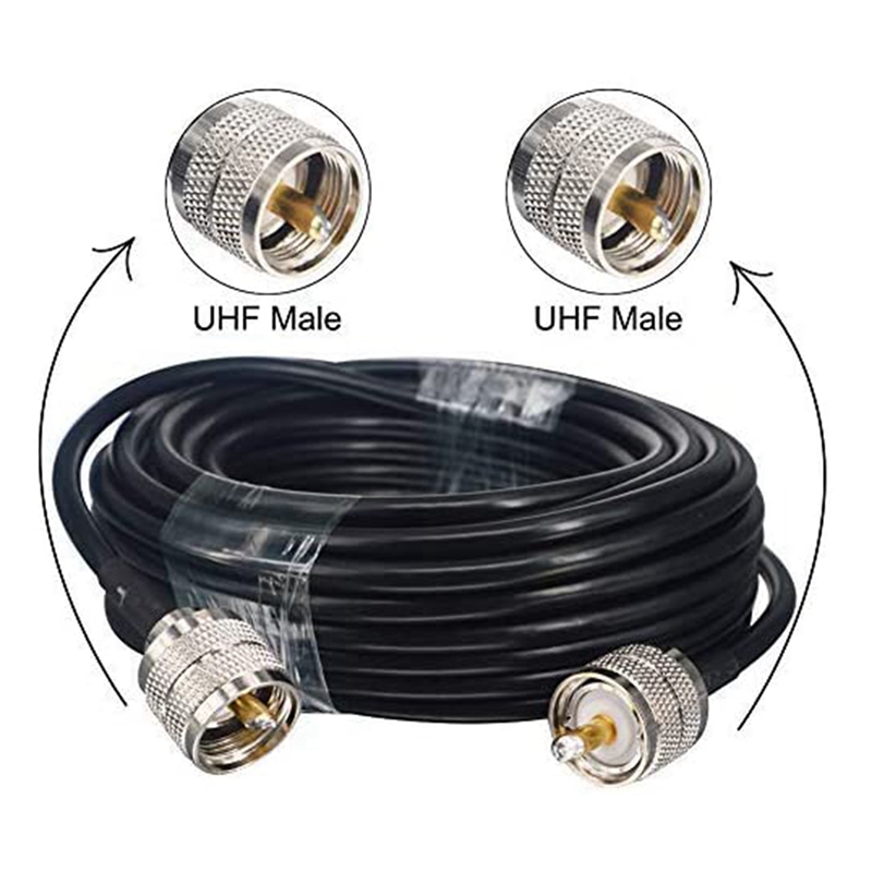 15M UHF Coaxial Cable RG58 Coax Cable PL259 Cable 50 Ohms CB Radio Antenna Cable UHF Male To UHF Male Low Loss UHF