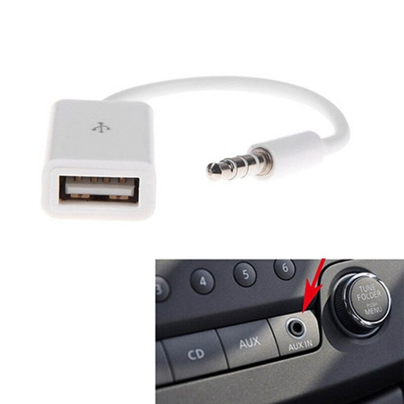 AUX to USB 5mm Male Aux Audio Jack Plug to USB 2.0 Female Converter Cable Cord Converter Cable Only Work to Car AUX Port: A