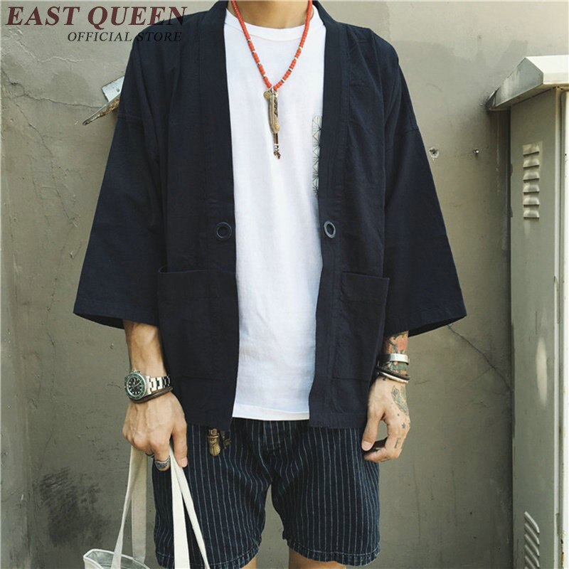 Japanese kimono cardigan men haori yukata male samurai costume clothing kimono jacket mens kimono shirt yukata haori ZZ1011