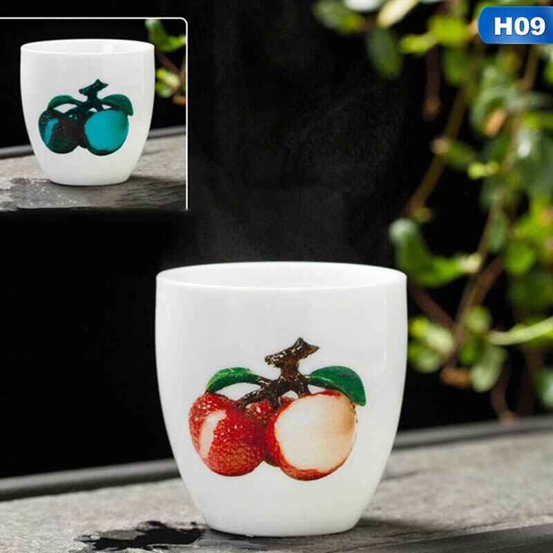 Magic Sakura Tea Cup And Cold Double Sense Color Changing Ceramic Tea Cup Ceramic Tea Set: H09