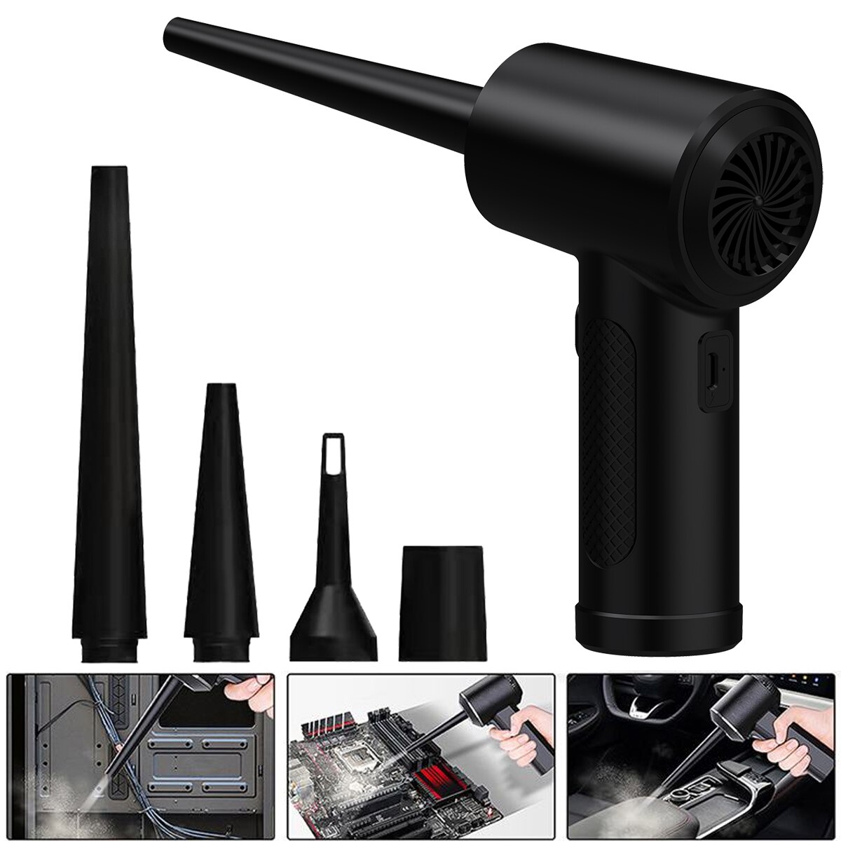 MECO Upgrade 2.0 Air Duster Wireless Air Blower Compressed USB Handheld PC Laptop Car Keyboard Electronics 6500mAh 50000RPM EU