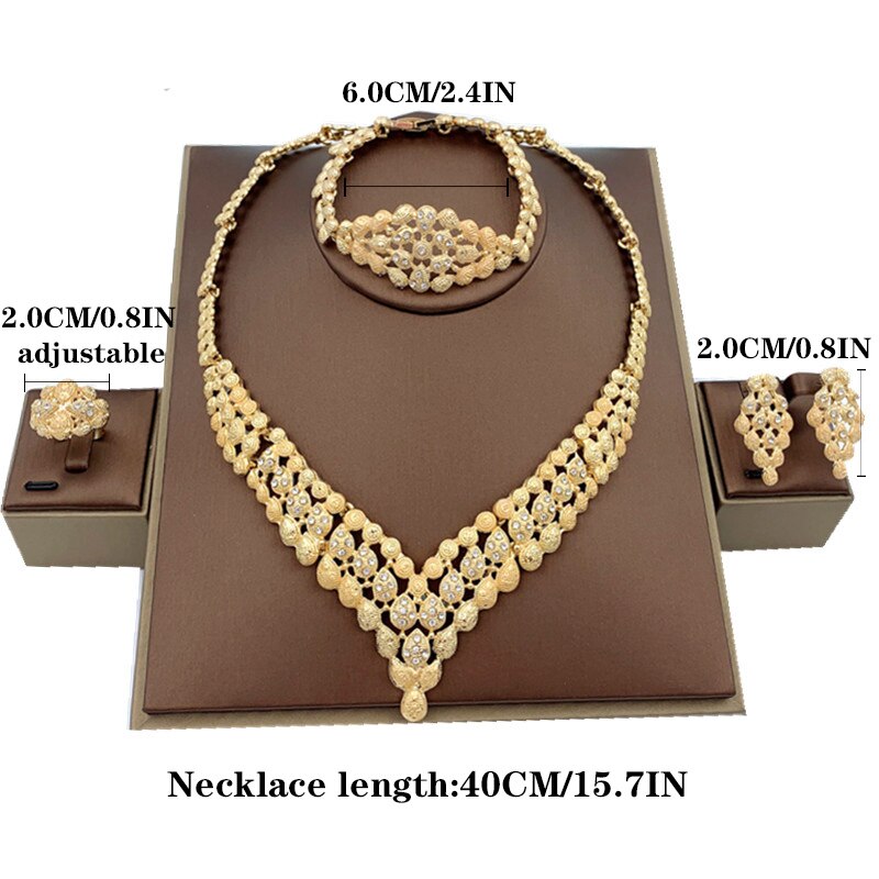 Liffly Indian Jewelry Sets Nigerian Beads Bridal Wedding African Costume Dubai Gold Neckace for Women Jewelry Set