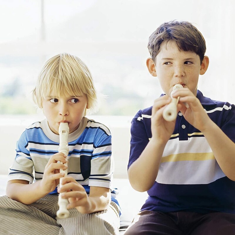 4 Pack 8 Hole Plastic Flute with Cleaning Rod and Instruction, German Style