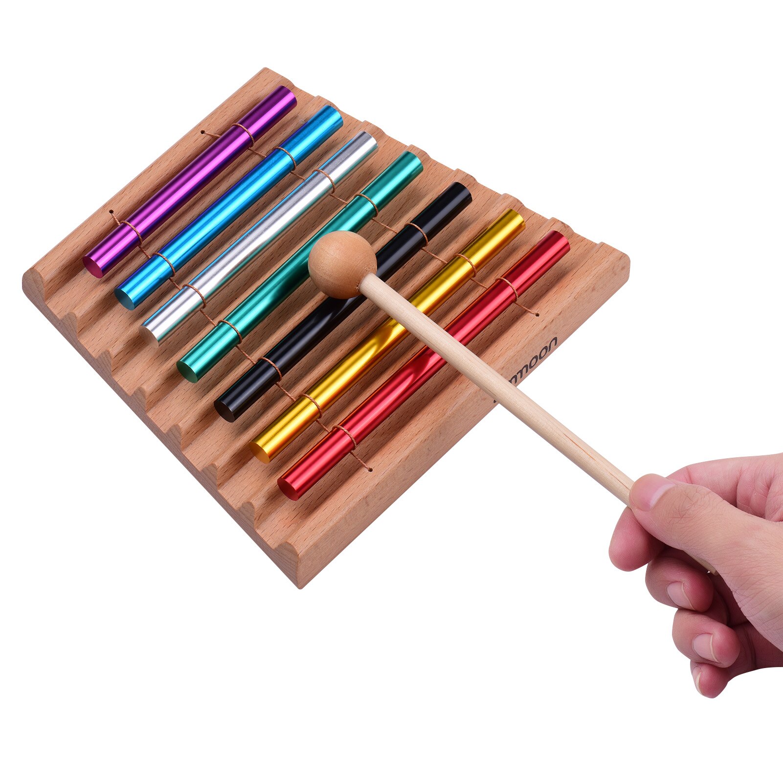 ammoon 7-Tone Tabletop Chimes Meditation Chime Colorful Wind Bell Children Educational Musical Percussion Instrument with Mallet