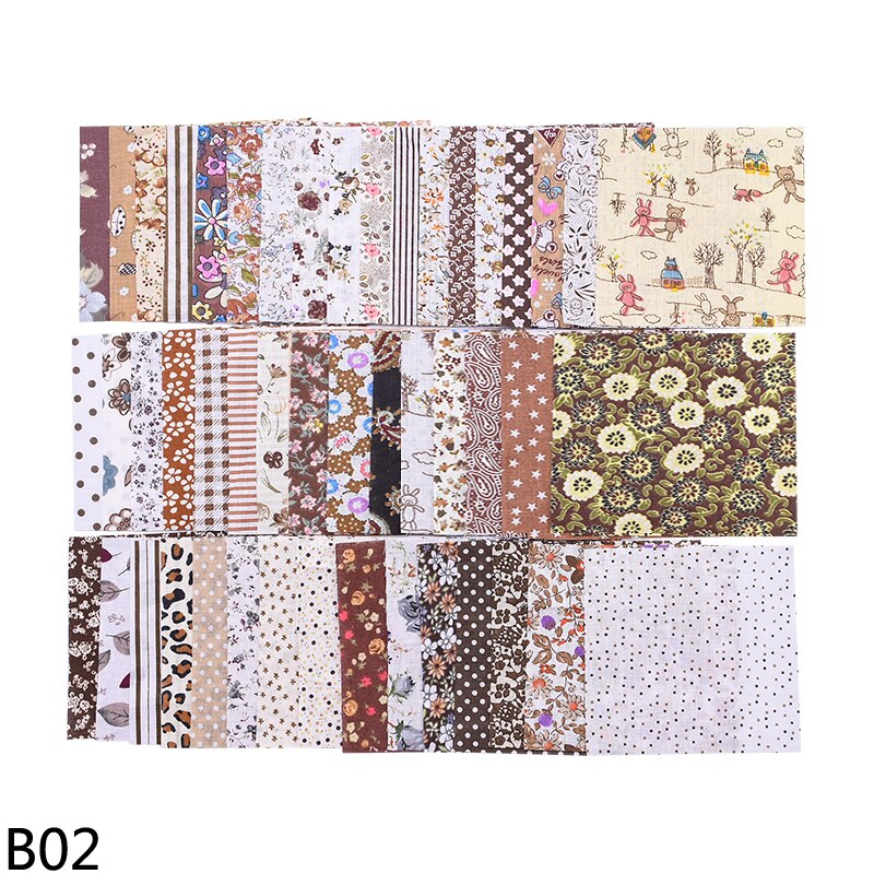 Tecidos quadrados de algodão 50 peças, 10*10cm mix tecido de patchwork costura acolchoado tecido para patchwork bordado diy feito à mão material: B02 brown