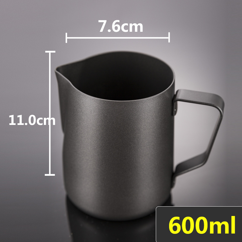 Rvs Opschuimen Werper Pull Bloem Cup Melk Opschuimen Jug Espresso Koffie Pitcher Barista Craft Koffie Latte Melk Mokken: Black 600ml