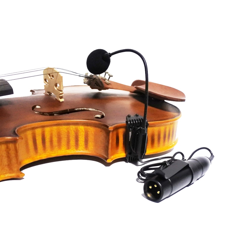 4/4 akustisk violinfiol svanehals klip på kondensatormikrofon med xlr phantom power converter forforstærker instrument mikrofon