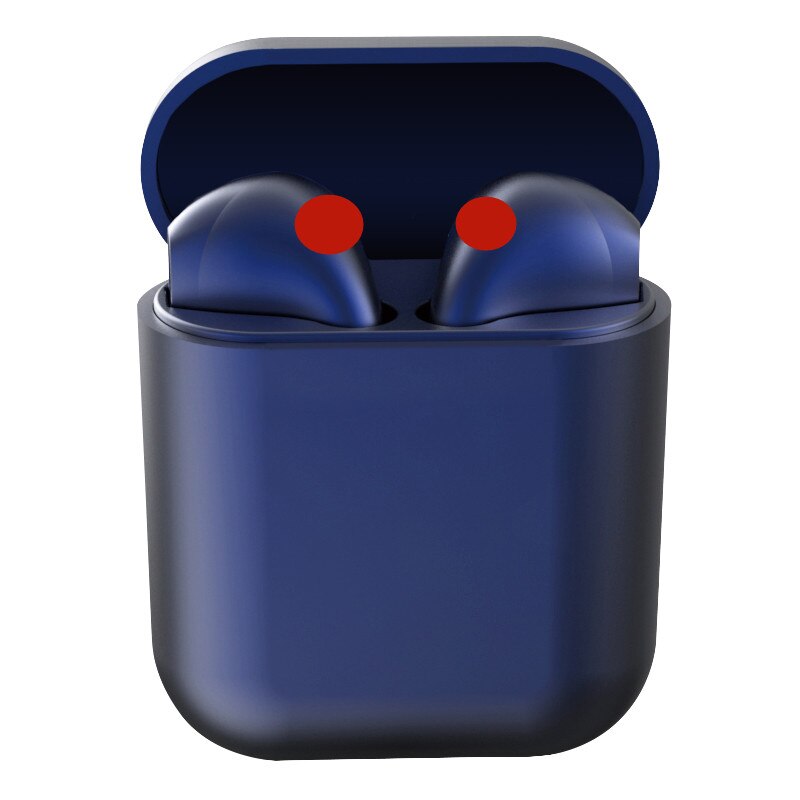 TWS airpods Senza Fili Bluetooth 5.0 Auricolare TWS i12 11 9s 7S Macaron Auricolari Con Il Mic di Ricarica Scatola Auricolare cuffie senza fili: Navy blue-i12 TWS