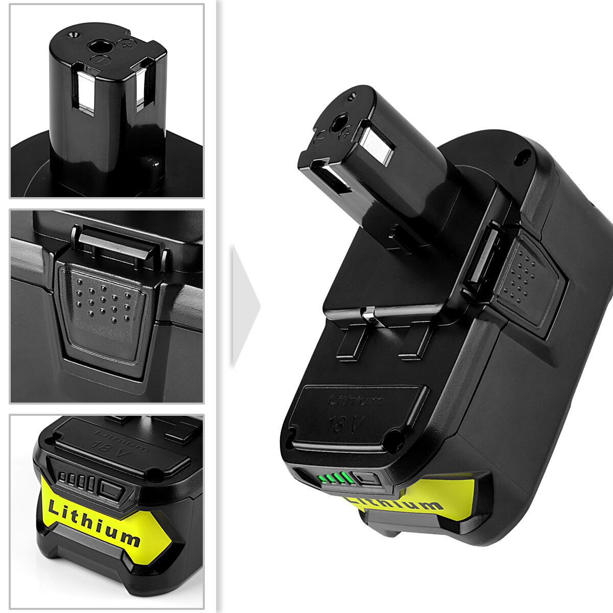 18v 12.8ah li-ion uppladdningsbart batteri för ryobi one+ sladdlöst elverktyg bpl 1820 p108 p109 p106 p105 p104 p103 rb18 l 50 rb18 l 40