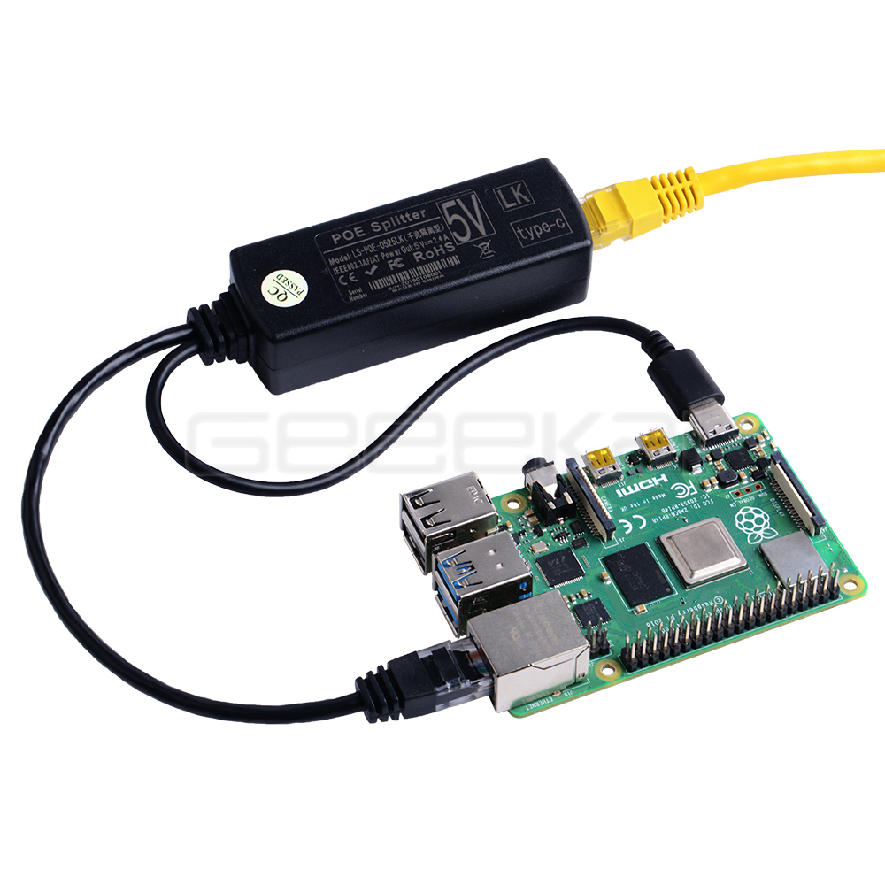 Divisor de POE Gigabit Micro USB tipo C, enchufe de alimentación sobre Ethernet IEEE 802.3af, extensión de interruptor PoE para Raspberry Pi NanoPi