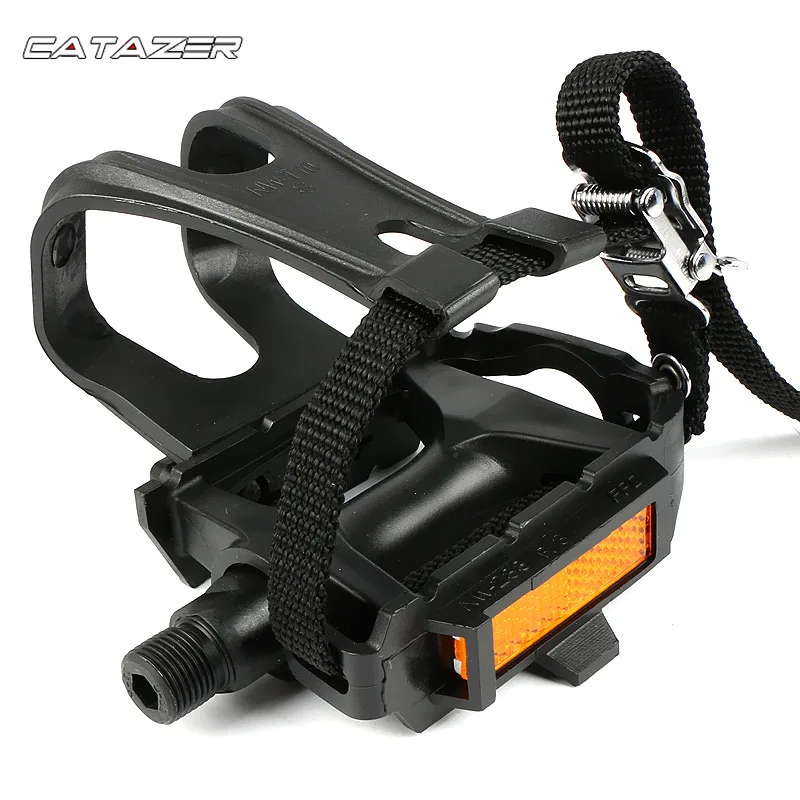 Baanfietspedalen 1 paar fietspedaal voor mountainbike Fixed Gear fietspedalen met teenclips Bandjes Fietspedaal