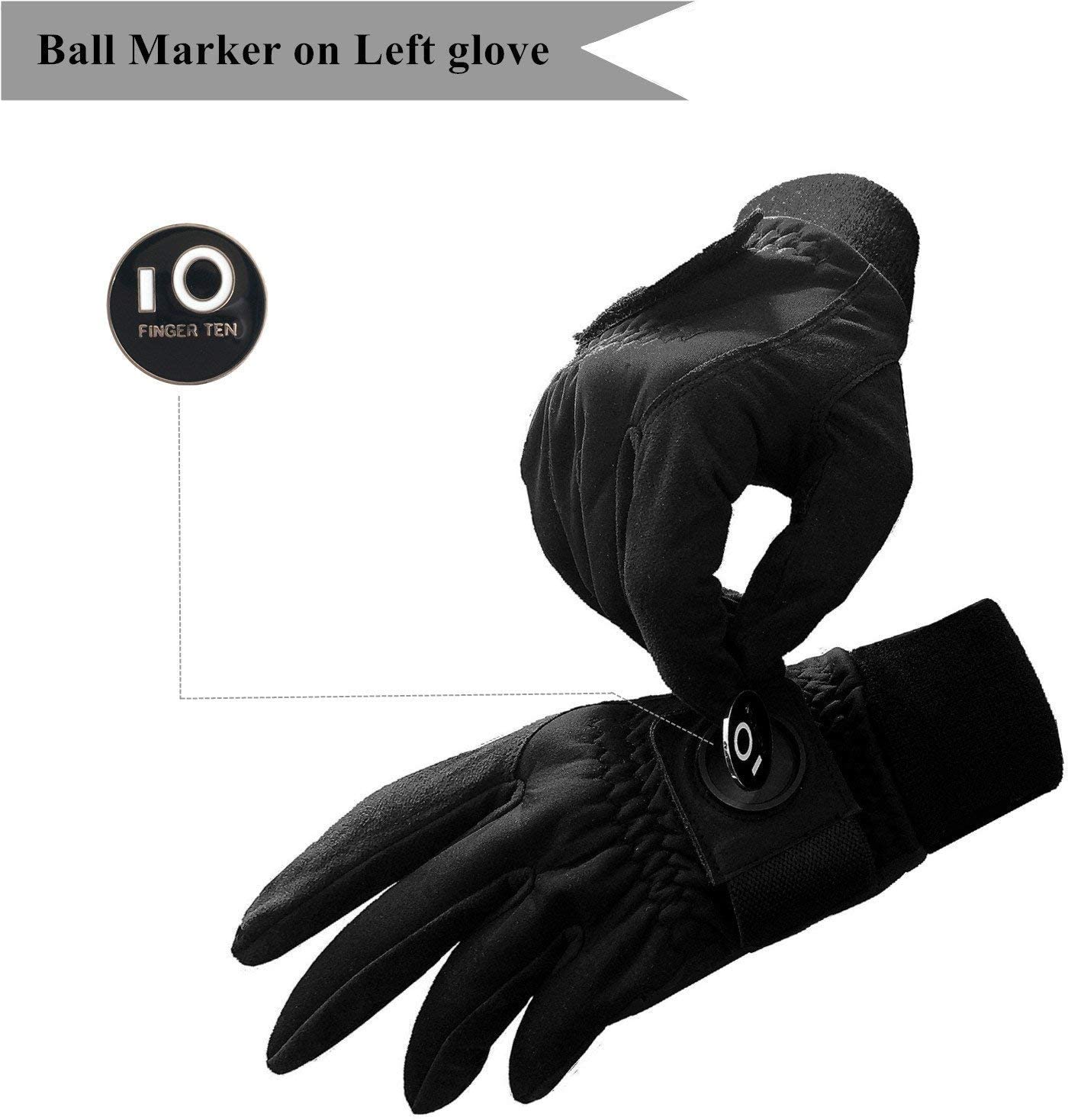 Gants de Golf d'hiver pour hommes, avec poignée coupe-vent, imperméable, marqueur de balle S M ML L XL, directe