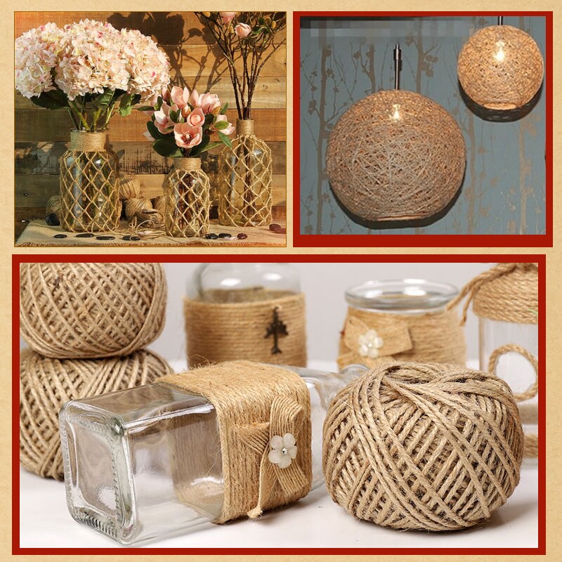 1 rollo de cuerda de cáñamo yute Natural de 25/50/100/200m, decoración del hogar, estilo Retro, cuerda decorativa para manualidades DIY, cuerda decorativa de 1-14mm de diámetro hecha a mano
