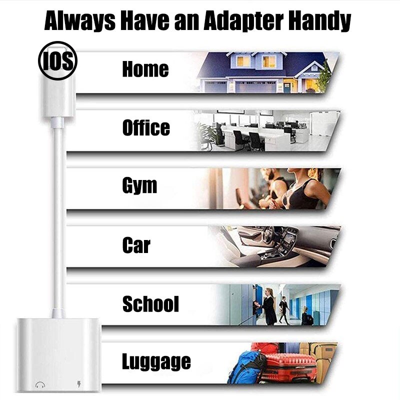 2 In 1 Aux Audio Adapter Charge Lightning For Iphone 11 12 Pro Max Lightning To 3.5 mm Jack Audio Splitter On Iphone Xr 7 8 Plus