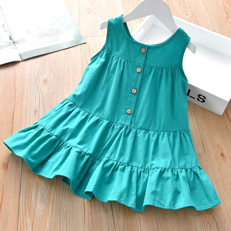 Kids Girls Sleeveless Solid Color Tops Summer Stylish Tops for Children Girls: Green / 13T