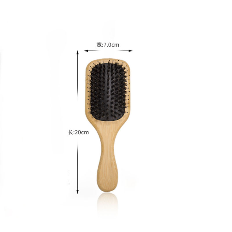 Brosse à Cheveux En Poils De Sanglier Naturel - Manche En Bambou - Anti-statique Et Massage Du Cuir Chevelu