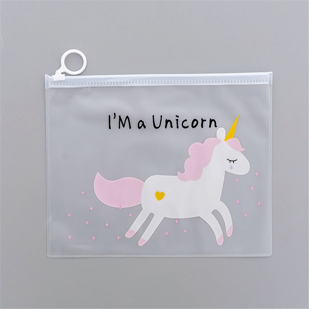 Korean Transparent Lovely Girl's Heart Document Bag File Folder Unicorn Receiving Bag Office Stationery B004: 04