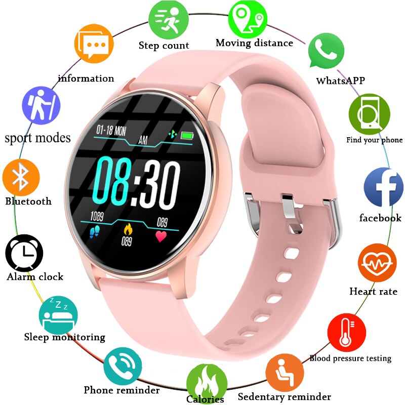 Smartwatch voor dames, realtime weersvoorspelling, activiteitentracker, hartslagmeter, sporthorloge voor dames, heren, voor android en ios