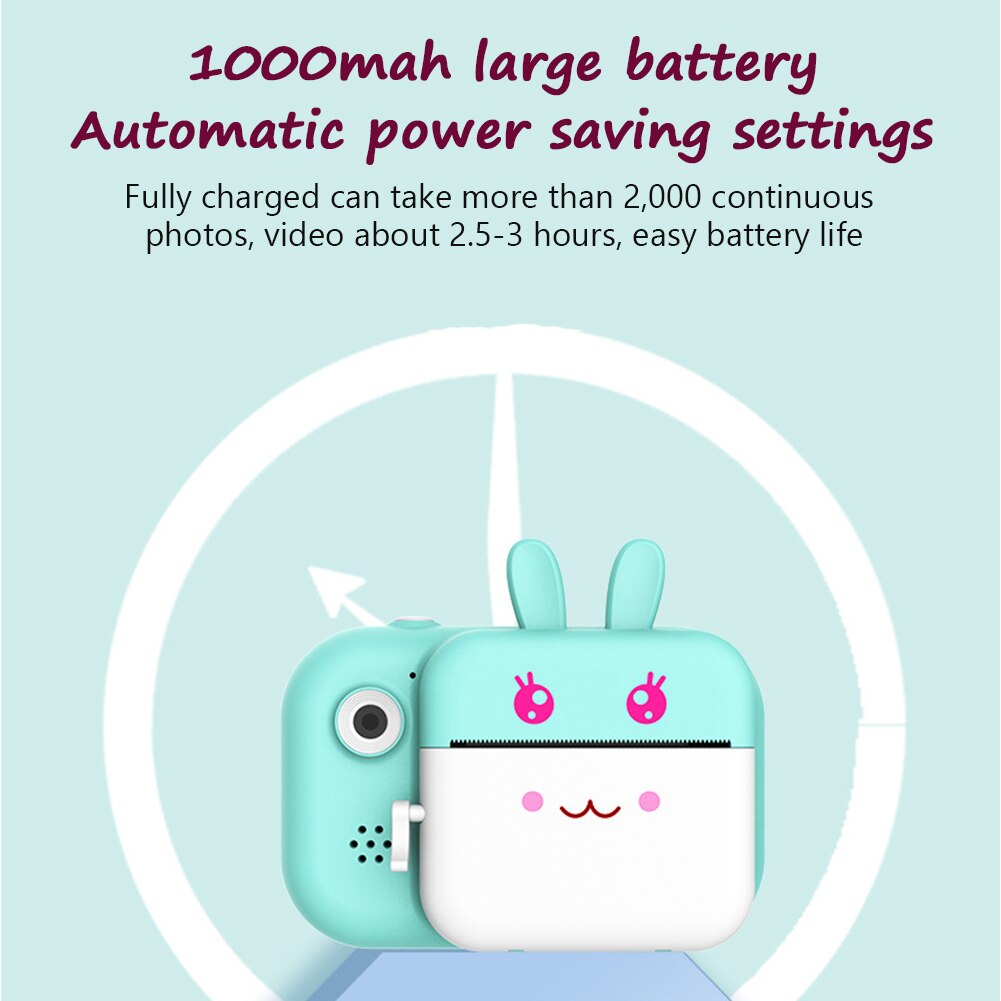 Video Fill Light LCD Display 1080P HD Photo Printer 24mega Pixel Mini Cute Cartoon USB Rechargeable Kids Camera Waterproof