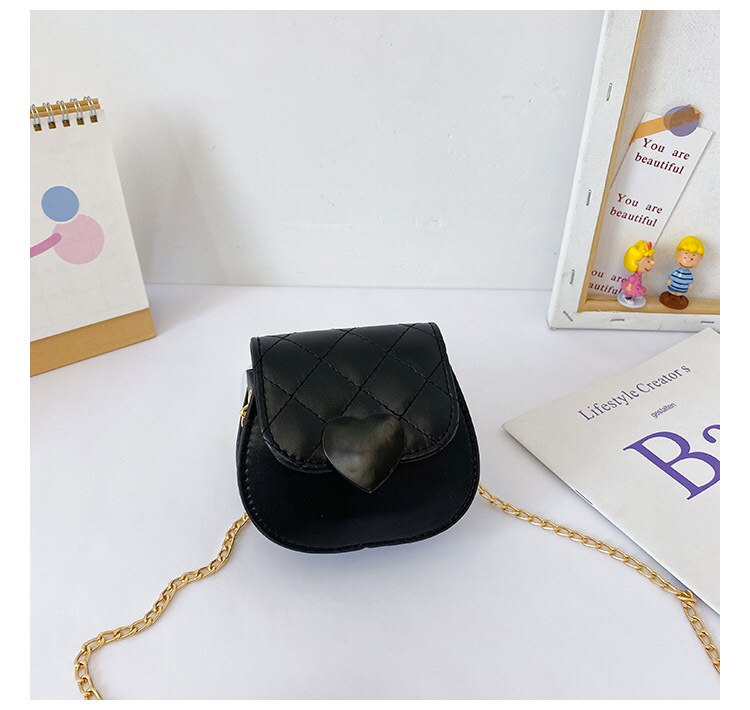 Mignon enfants Mini sacs à main et sacs à main automne hiver en cuir sacs à bandoulière pour bébé filles petite pièce pochette fille sac à main de fête: black