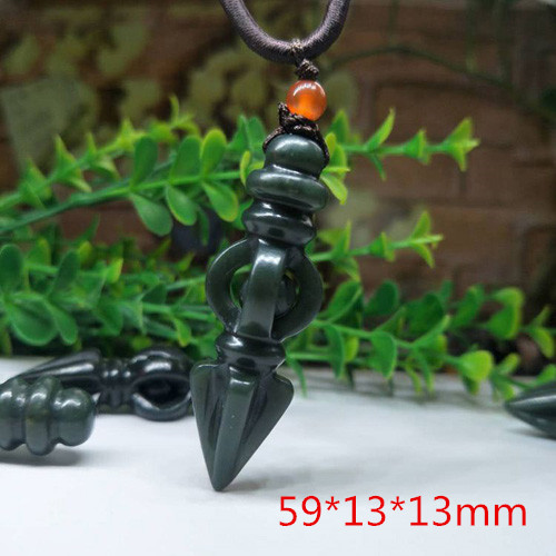 XinJiang Tian Vajra Hanger Ketting Jade JinGangChu Lucky Amulet Ketting Met Ketting Voor Mannen Vrouwen: 59mm13mm13mm