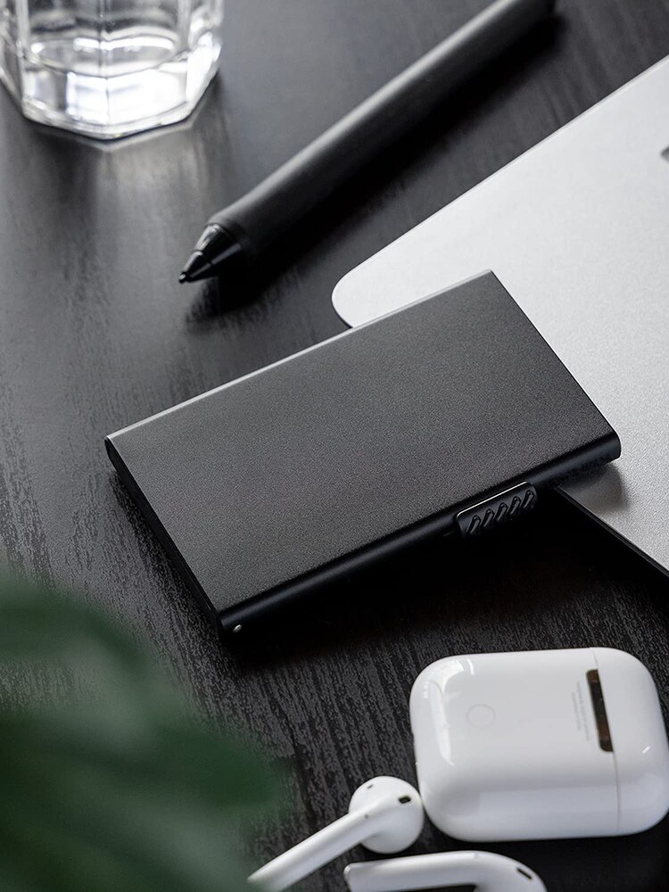 YATBEST minimalistische kaarttas aluminium ultradunne automatische pop-up creditcardclip draagbaar voor mannen en vrouwen