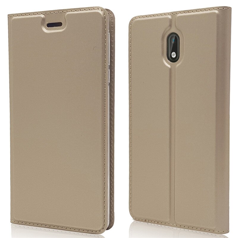 Leren hoesje voor coque nokia 3 hoesje voor fundas nokia 3 nokia 3 ta-1032 ta-1020 ta-1028 cover magnetische flip portemonnee telefoonhoesje: Goud