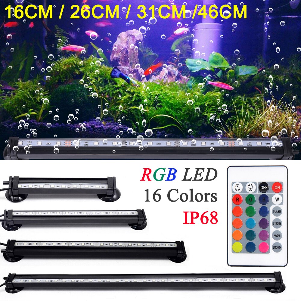 Light Submersible Light Fish Tank Light RGB Bar Air Bubble Lamp Submersible Waterproof Aquarium Fish Aquatic Pet Lighting D25