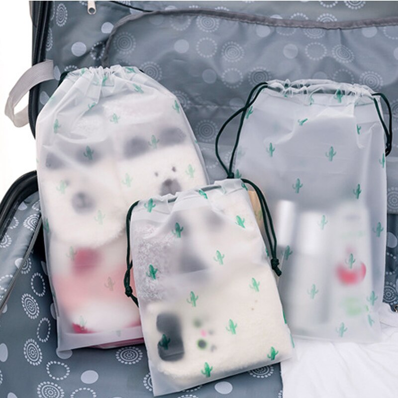 Women Transparent Drawstring Cactus Cosmetic Bag Travel Makeup Case Make Up Bath Organizer Storage Pouch Toiletry Wash Beauty