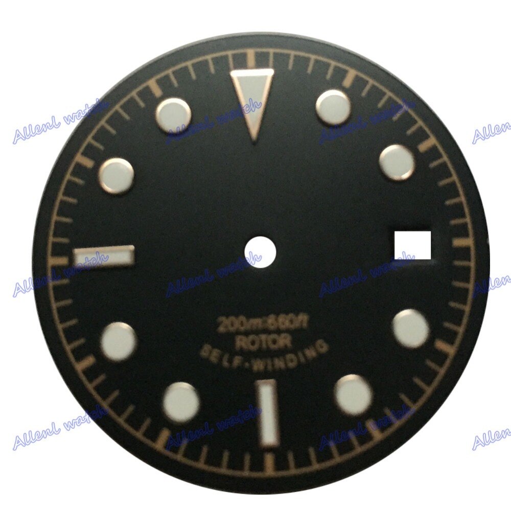 30.5mm Sterile Black Watch Dial Watch Face with date window Fit for 8205/8215 Mingzhu DG2813/3804 automatic movement