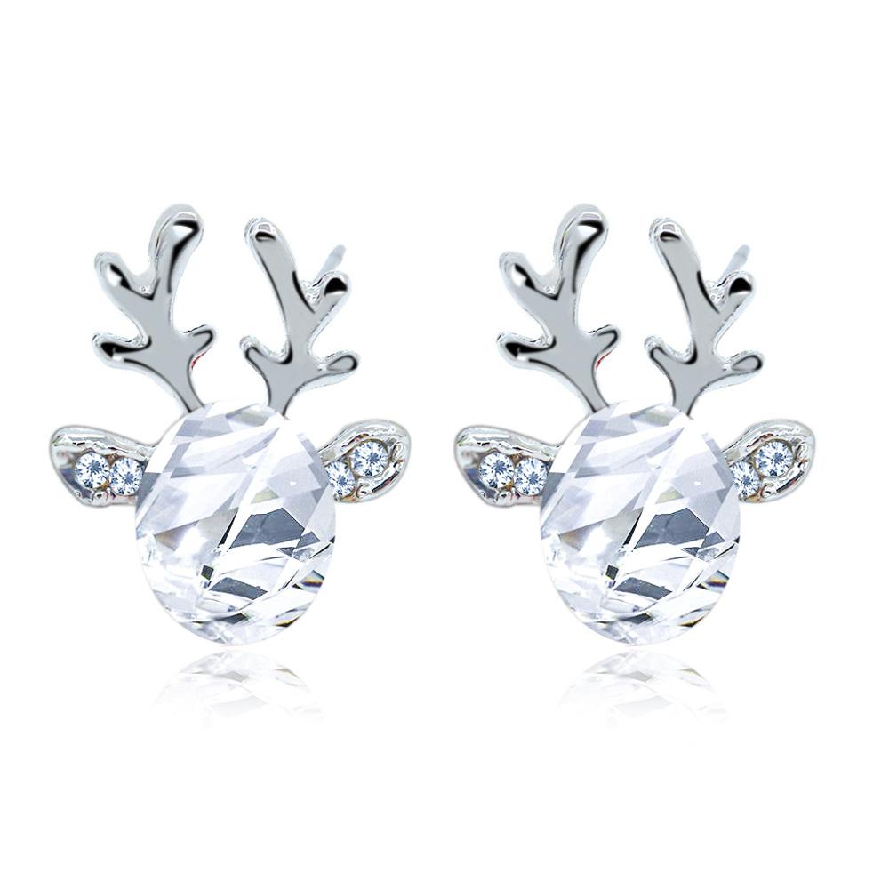 Octbyna-pendientes de venado de cristal con diamantes de imitación, joyería ,: white