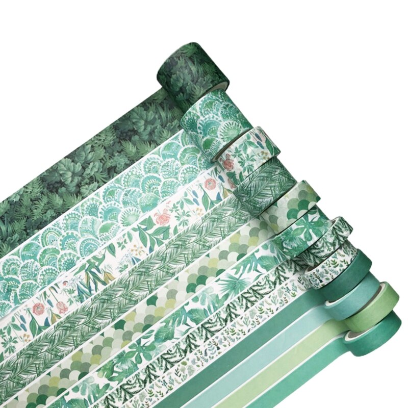 12 stuks/set groene planten washi tape effen kleur afplakband decoratieve plakband sticker scrapbook dagboek briefpapier