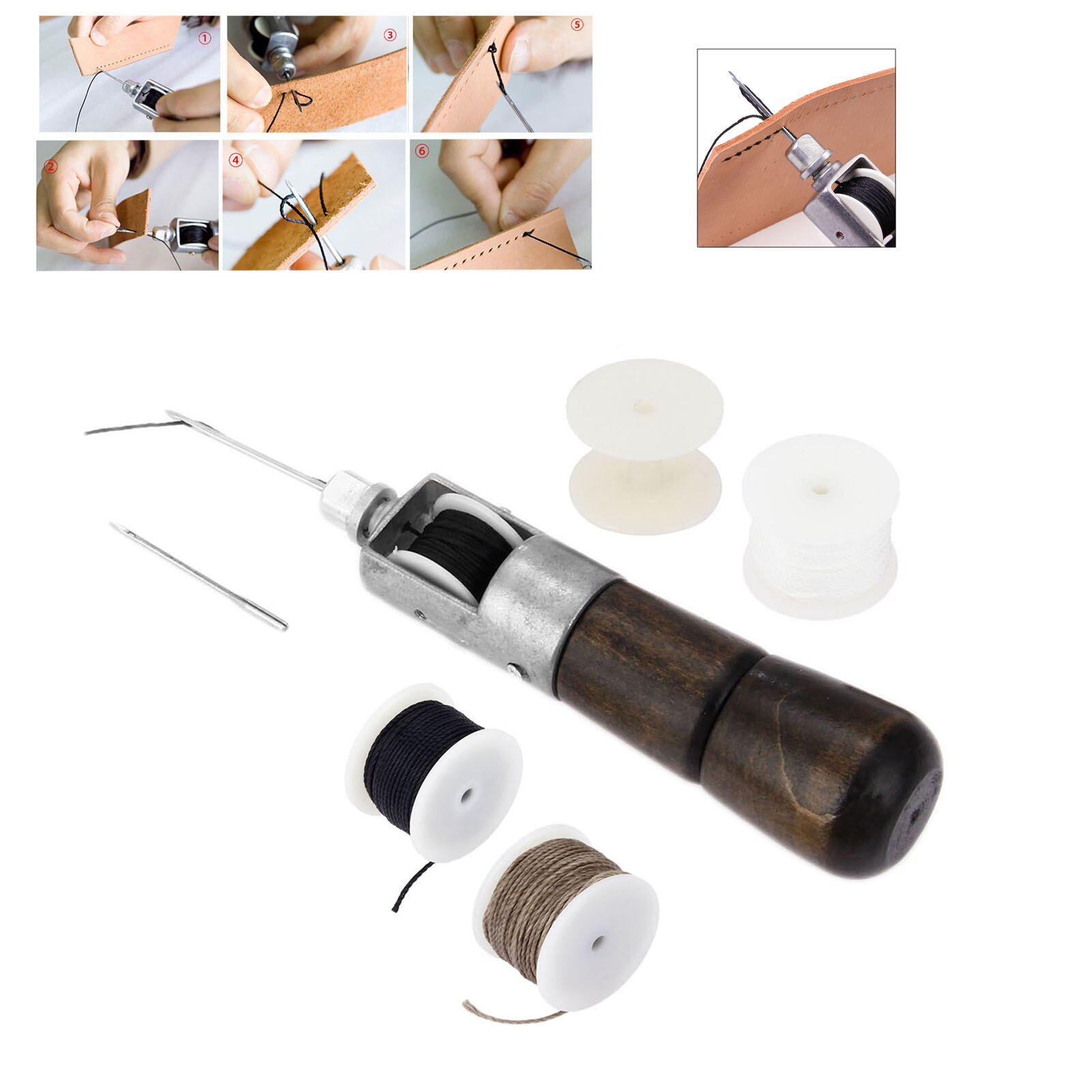 Leather Sewing Stitching Tool Leather Hand Sewing Machine Waxed Thread Leather Craft Edge Stitching Belt Strips Shoemaker Tool