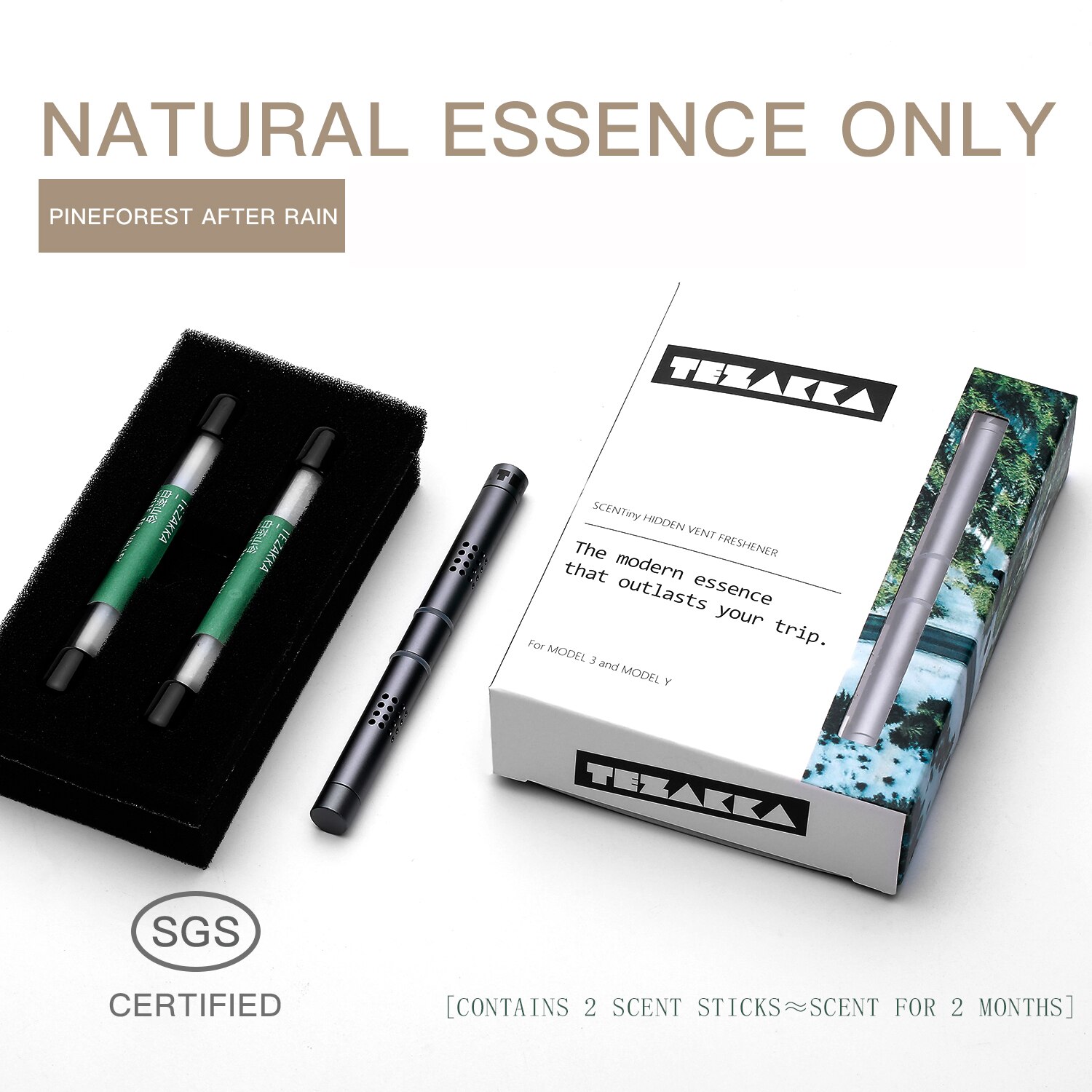 Désodorisant de voiture uniquement pour tableau de bord Tesla modèle 3 Y, parfum d&#39;ornement diffuseur d&#39;odeurs, accessoires d&#39;aromathérapie: Pineforest