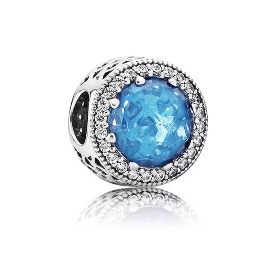 NEUER funkelnder dunkelblauer rosa und meergrüner Charme, dunkelblaue Perle, passend für originales europäisches Armbinde aus 925er Sterlingsilber, DIY-Schmuckgeschenk