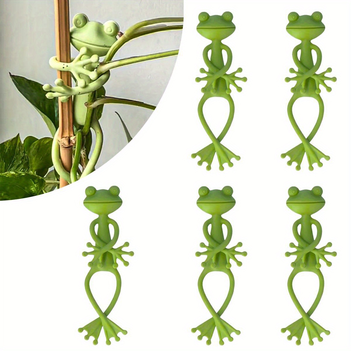 1/2/5pcs Green Frog Shape Plant Holder - Succulent Small Potted Plant Stabilizer, Garden Decoration.