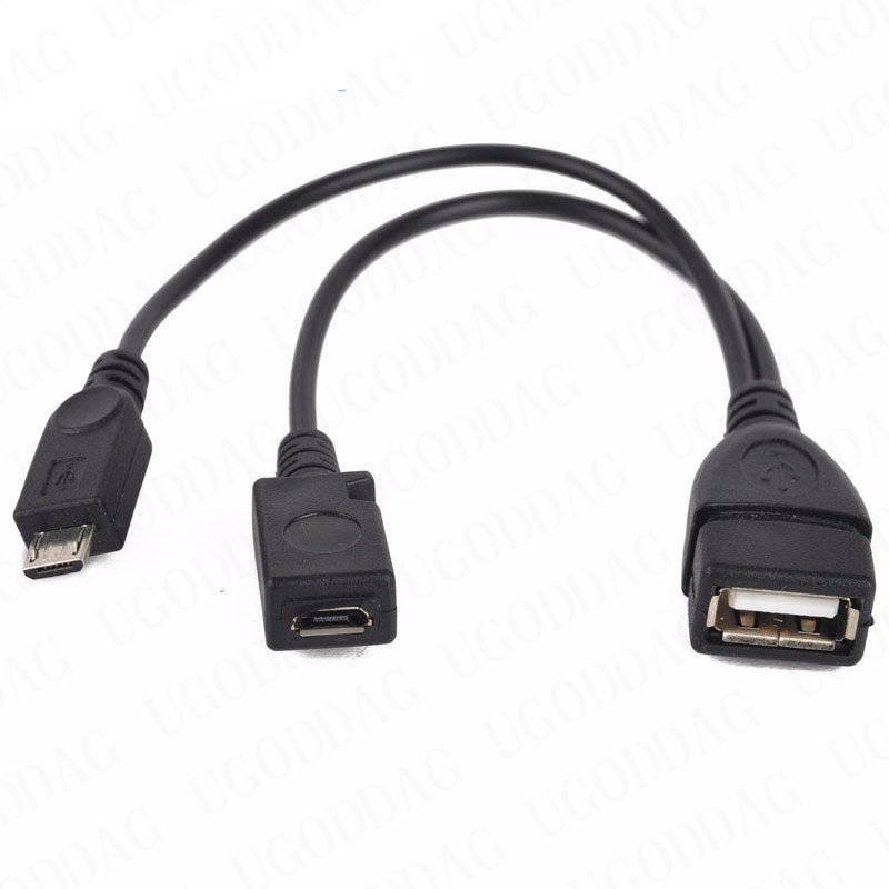 20 cm 2 w 1 Micro USB Host Power Y Splitter USB 2.0 Port Terminal Adapter OTG Kabel do Fire Tv 3 lub 2. generacji Fire Stick